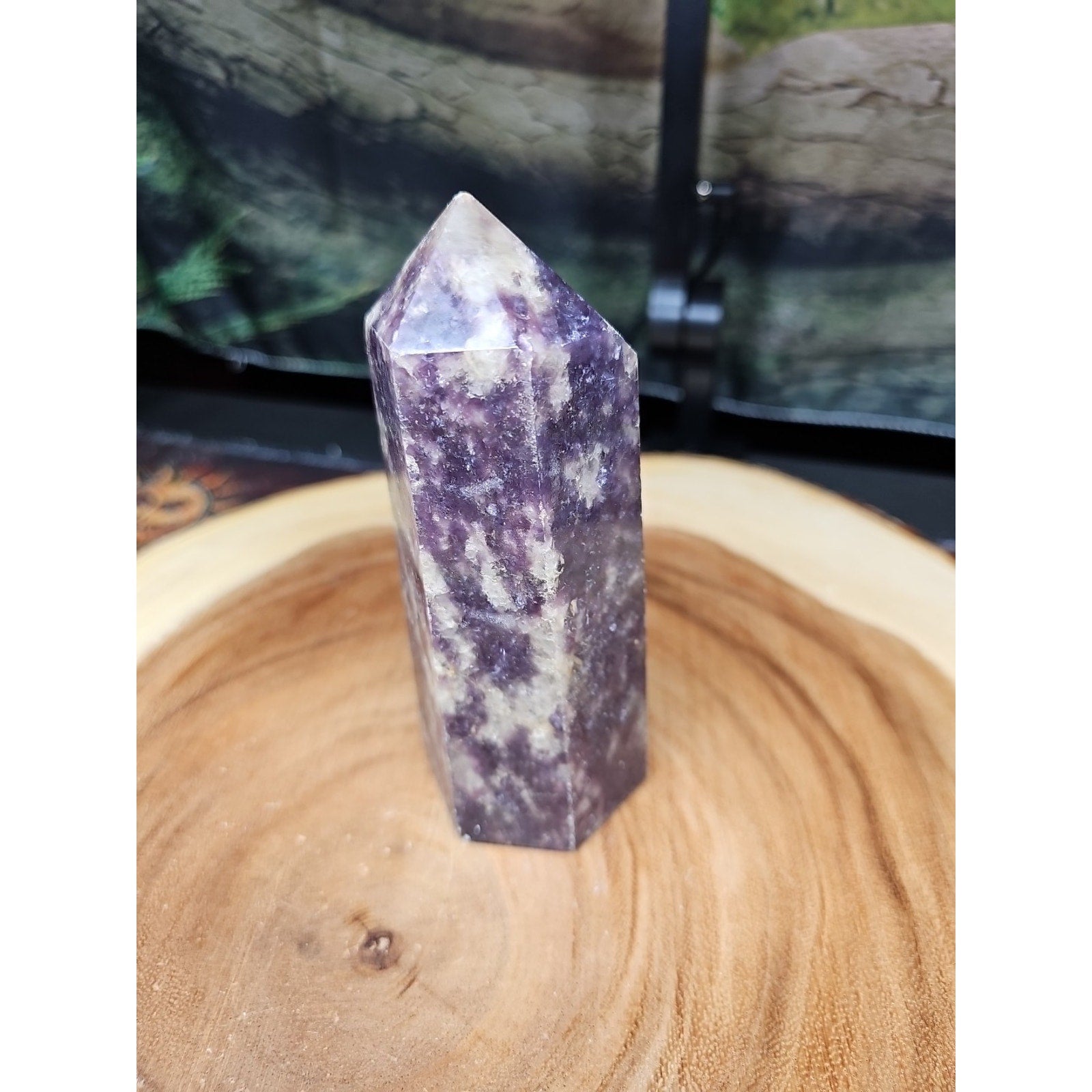 1ea Natural Purple Mica Lepidolite Crystal Point Tower Africa 539g