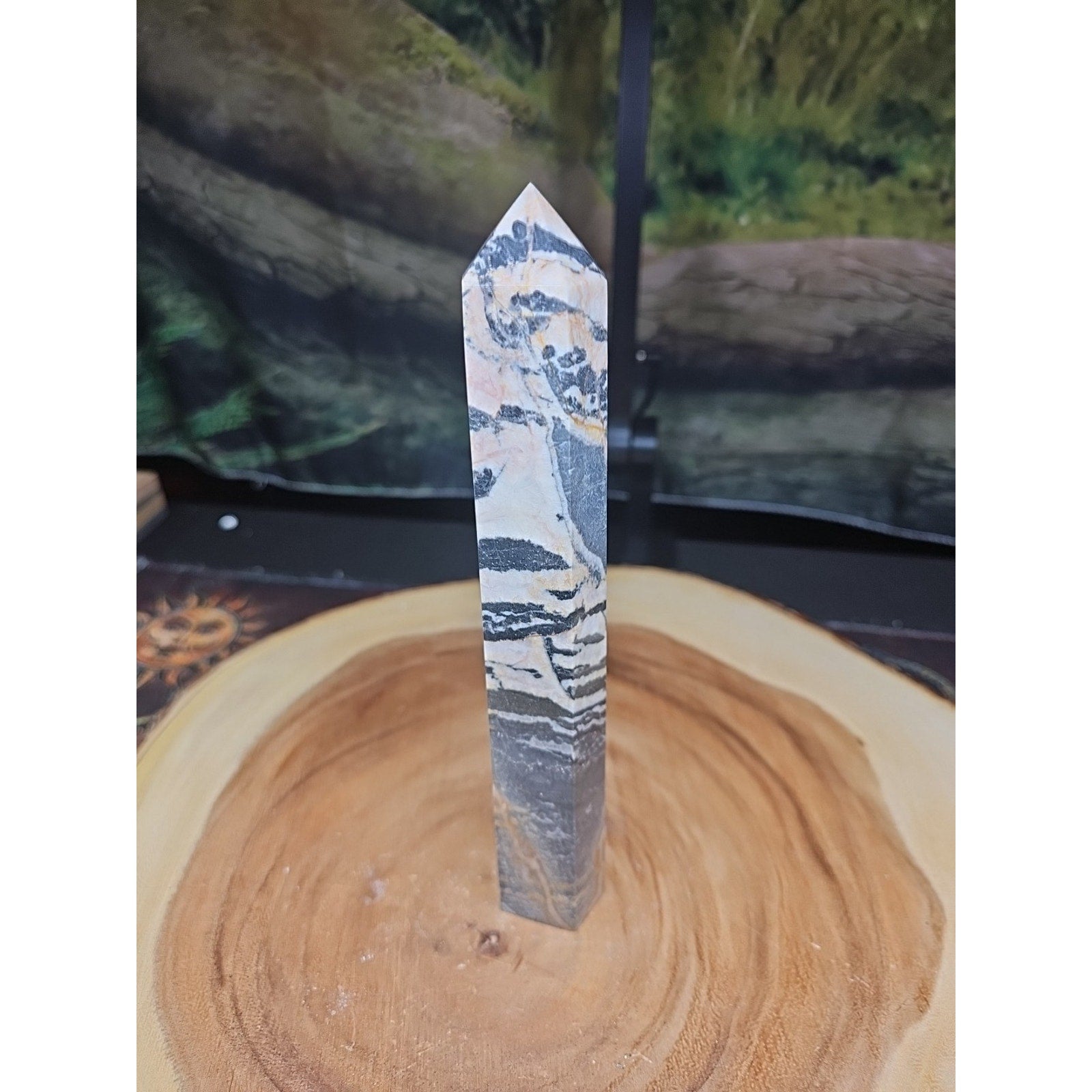 Zebra Stone Tower 443g 8in Tall