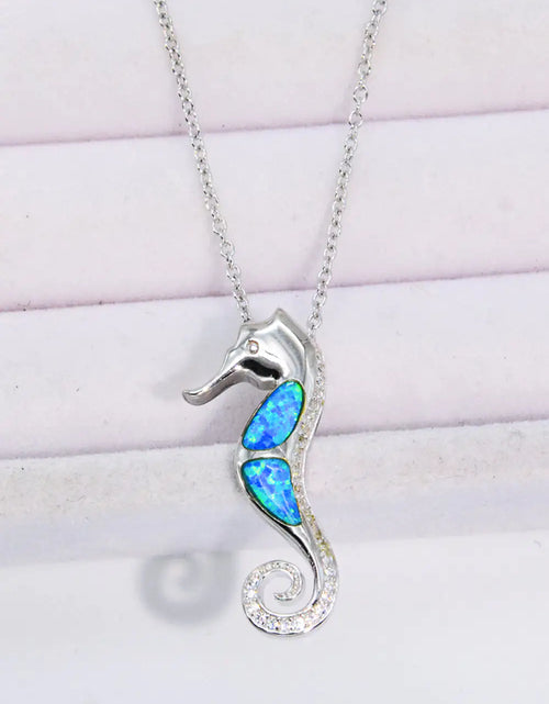 Load image into Gallery viewer, Opal Seahorse 925 Sterling Silver Necklace
