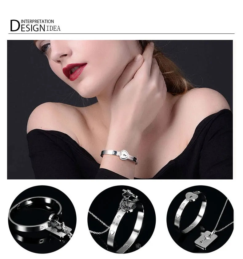 Titanium Steel Concentric Lock Key  Jewelry Set