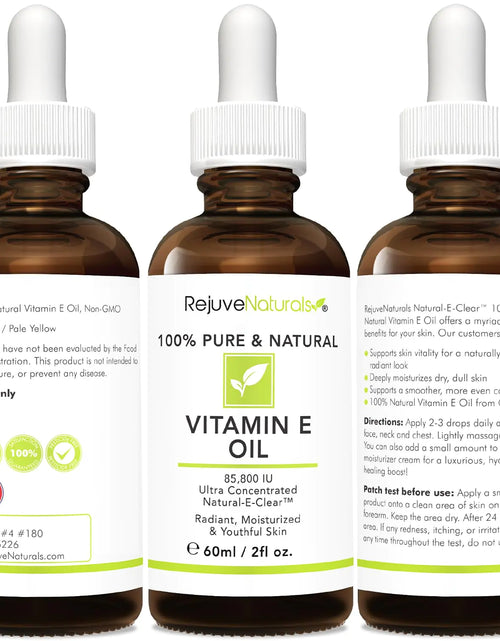 Load image into Gallery viewer, Vitamin E Oil - 100% Pure &amp; Natural, 85,800 IU. Repair Dry, Damaged Skin from Surgery &amp; Acne, Age Spots &amp; Wrinkles. Boost Collagen for Moisturized, Youthful-looking Skin. d-alpha tocopherol, 2 Fl Oz 2 Fl Oz (Pack of 1)
