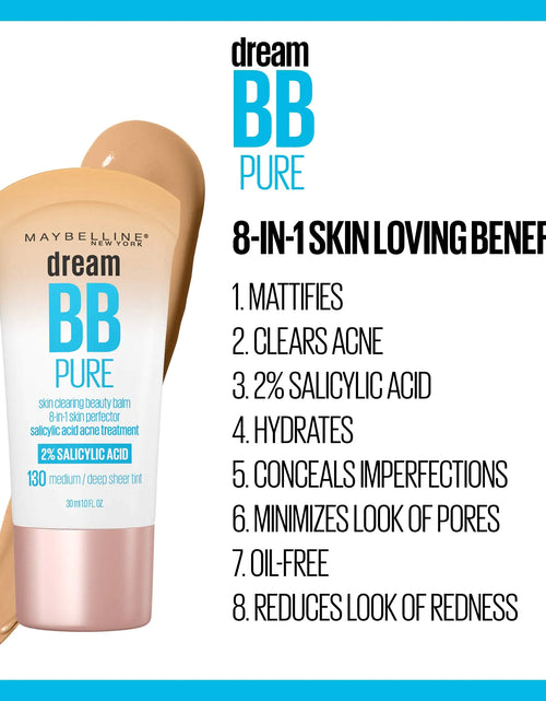 Load image into Gallery viewer, Maybelline Dream Pure Skin Clearing BB Cream, 8-in-1 Skin Perfecting Beauty Balm With 2% Salicylic Acid, Sheer Tint Coverage, Oil-Free, Light, 1 Count 1 Fl Oz (Pack of 1) 100 LIGHT
