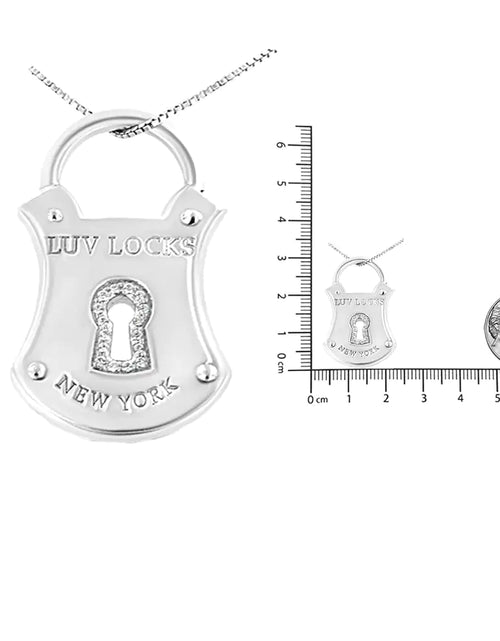 Load image into Gallery viewer, .925 Sterling Silver 1/10 Cttw Diamond Lock Pendant 18&quot; Necklace (H-I Color, I1-I2 Clarity)
