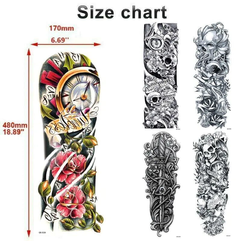 5Pcs Large Temporary Body Art Arm Tattoo Sticker Sleeve Man Women Waterproof USA