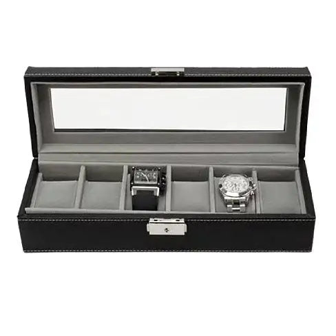 Load image into Gallery viewer, WATCH VALET Glass Top Watch Boxes For Collection Of 6 or 10 Watches
