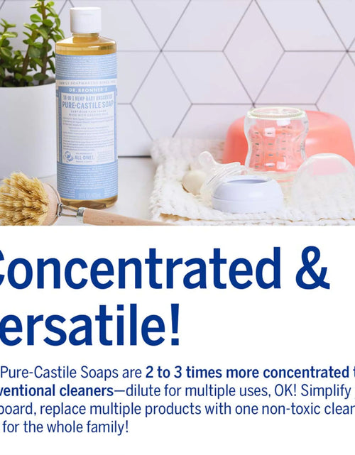 Load image into Gallery viewer, Dr. Bronner’s - Pure-Castile Liquid Soap (Baby Unscented, 16 Ounce) - Made with Organic Oils, 18-in-1 Uses: Face, Hair, Laundry &amp; Dishes For Sensitive Skin &amp; Babies, No Added Fragrance, Vegan, Non-GMO 16 Fl Oz (Pack of 1)
