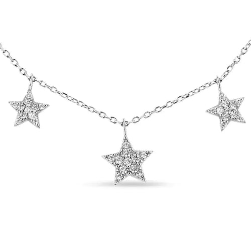 Load image into Gallery viewer, .925 Sterling Silver 1/3 Cttw Diamond Graduated Five Star 18&quot; Necklace (I1-I2 Clarity, H-I Color)
