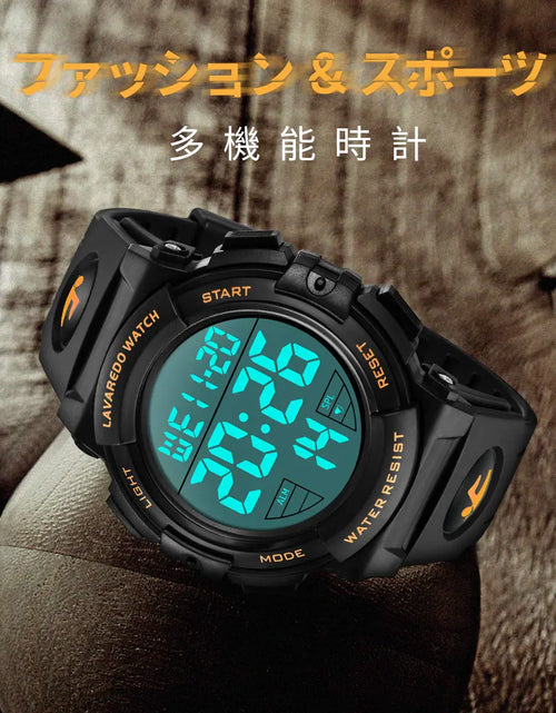 Load image into Gallery viewer, L LAVAREDO Mens Digital Watch Sports Military Watches Waterproof Outdoor Chronograph Wrist Watches for Men with LED Back Ligh/Alarm/Date 04-gold
