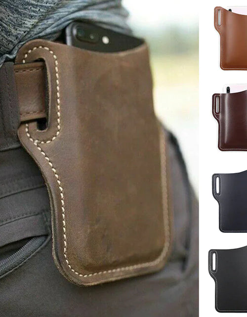 Load image into Gallery viewer, Men Cell Phone Belt Pack Bag Loop Waist Holster Pouch Case Leather Wallet Cover
