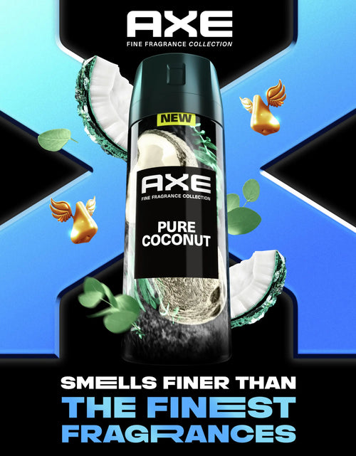 Load image into Gallery viewer, AXE Fine Fragrance Collection Premium Deodorant Body Spray for Men Pure Coconut 3 Count with 72H Odor Protection and Freshness Infused with Coconut, Eucalyptus, and Oak Essential Oils 4 oz 4 Ounce (Pack of 3)
