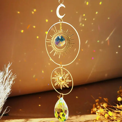 Load image into Gallery viewer, Suncatcher Crystal Sun and Moon Crystals Prism
