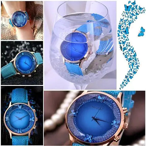 Papillon The Blue Butterflies Swarovski Australian Crystals Lux Watch