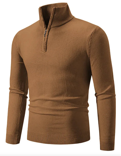 Load image into Gallery viewer, Men&#39;s Winter Sweater - Half-Zip Turtleneck, Cotton Knit
