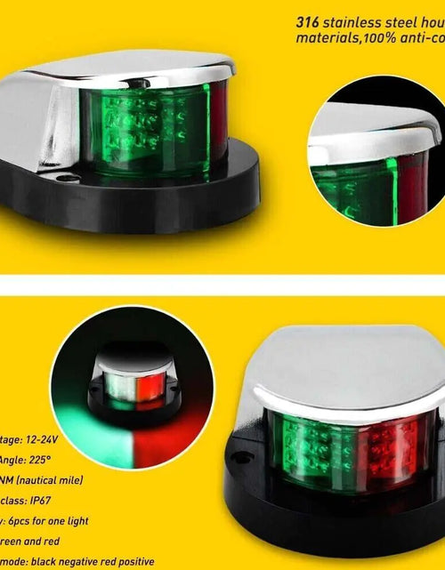 Load image into Gallery viewer, Waterproof Boat Navigation Light LED Bow Marine Front Pontoon Lamp Red Green 12V
