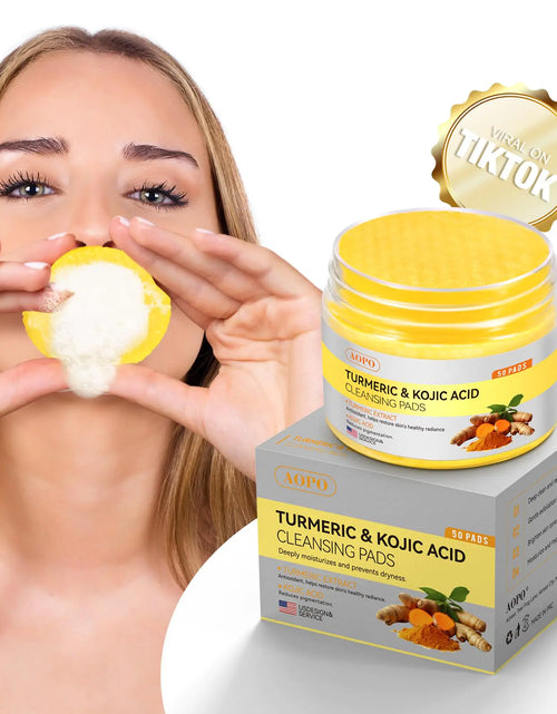 Load image into Gallery viewer, Kojic Acid and Turmeric Cleansing Pads, 50 Pcs, for Face Cleansing and Exfoliation
