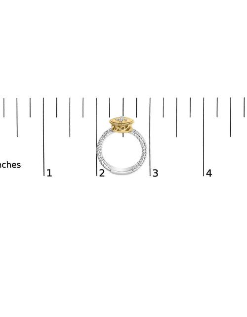 Load image into Gallery viewer, 18K Yellow Gold Plated .925 Sterling Silver Diamond Cross Ring with Satin Finish (I-J Color, SI1-SI2 Clarity)
