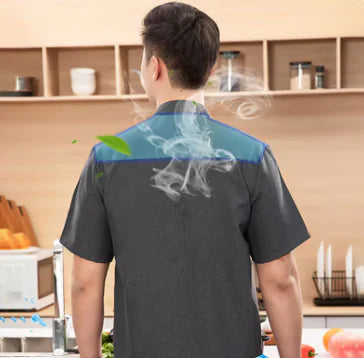 Load image into Gallery viewer, Black Chef Jacket Short Sleeve Kitchen Uniform
