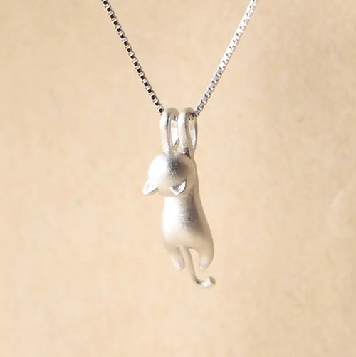 Load image into Gallery viewer, Silver Cat Pendant Necklace Jewelry
