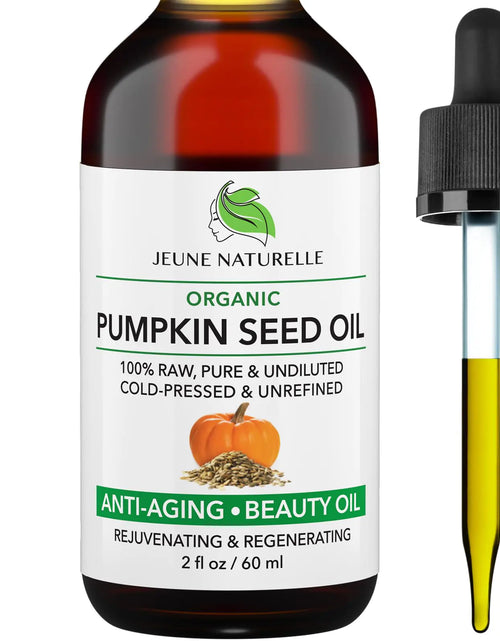 Load image into Gallery viewer, Pumpkin Seed Oil Organic, 100% Pure RAW Cold Pressed Undiluted For Anti Aging Wrinkle Repair Hair Growth, Fast Absorbing, Travel Size, Non-Comedogenic Organic Pumpkin Seed Oil
