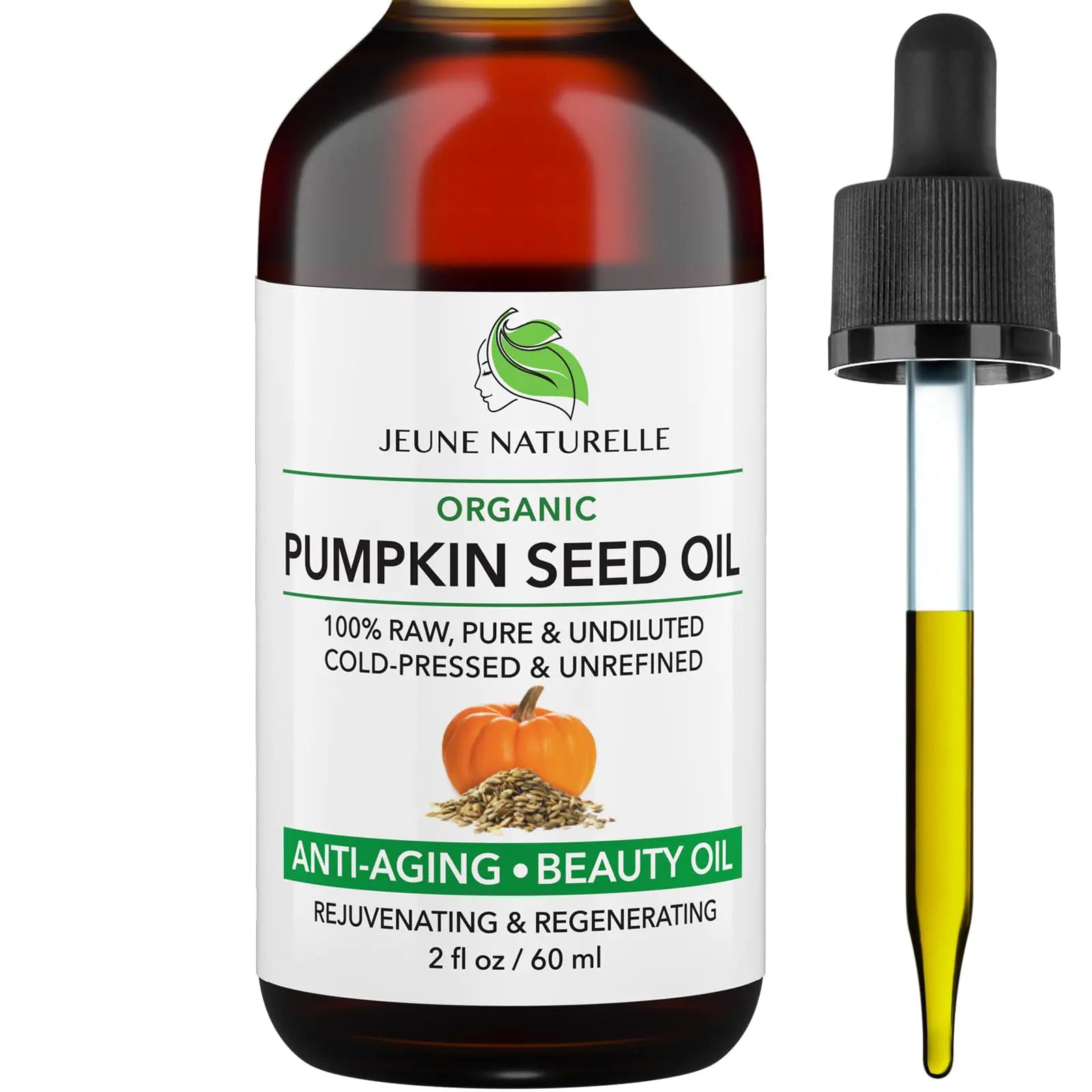 Pumpkin Seed Oil Organic, 100% Pure RAW Cold Pressed Undiluted For Anti Aging Wrinkle Repair Hair Growth, Fast Absorbing, Travel Size, Non-Comedogenic Organic Pumpkin Seed Oil