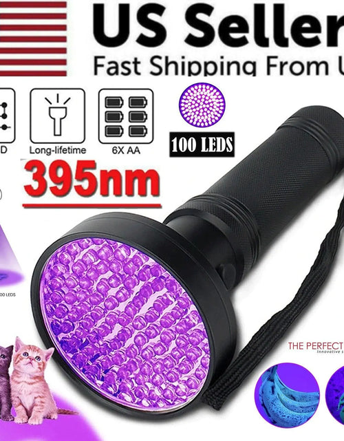 Load image into Gallery viewer, UV Ultraviolet Light 100 LED Flashlight BlackLight 395nM Inspection Lamp Torch
