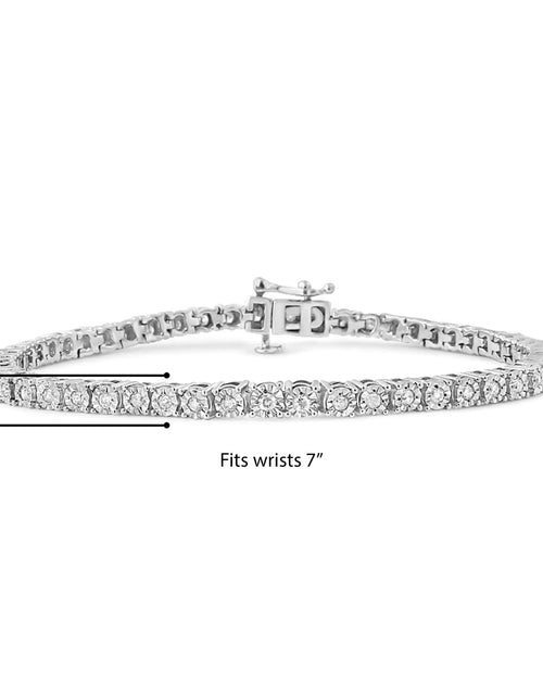 Load image into Gallery viewer, .925 Sterling Silver 1.0 Cttw Diamond Illusion-Set Miracle Plate Tennis Bracelet (I-J Color, I3 Clarity) - 7&quot;
