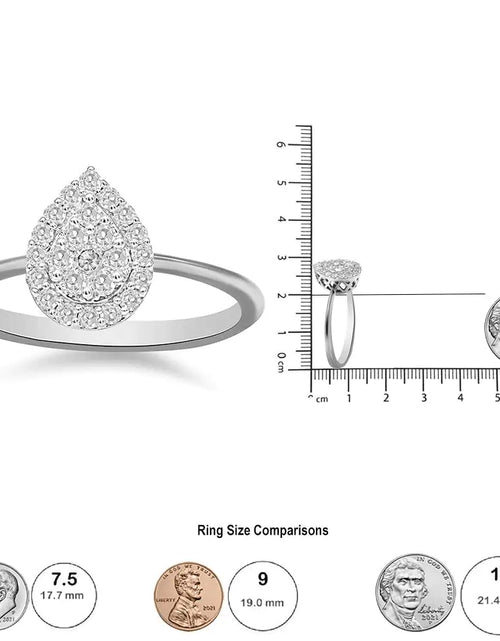 Load image into Gallery viewer, .925 Sterling Silver 3/8 Cttw Lab Grown Diamond Cluster and Halo Pear Promise Ring (G-H Color, VS2-SI1 Clarity) - Size 7
