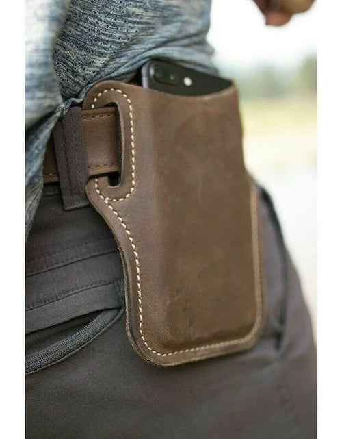 Load image into Gallery viewer, Men Cell Phone Belt Pack Bag Loop Waist Holster Pouch Case Leather Wallet Cover
