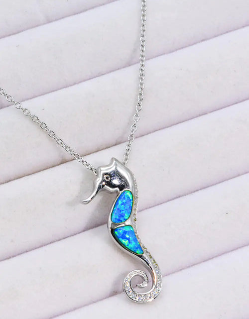 Load image into Gallery viewer, Opal Seahorse 925 Sterling Silver Necklace
