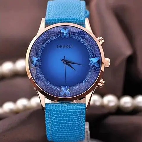 Papillon The Blue Butterflies Swarovski Australian Crystals Lux Watch