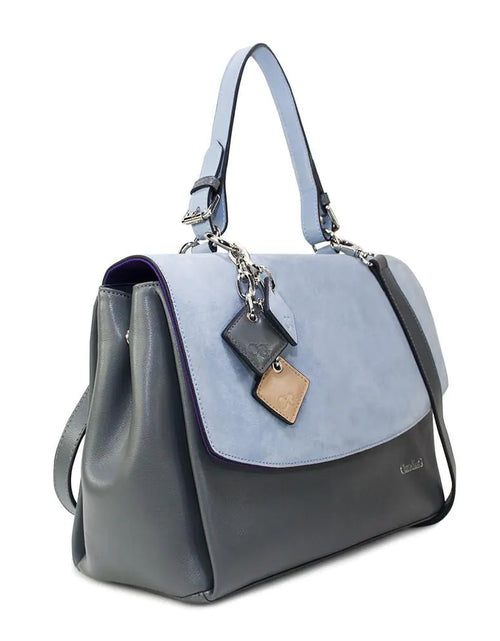 Load image into Gallery viewer, Simonetta Leather Handbag -Serenity / Charcoal
