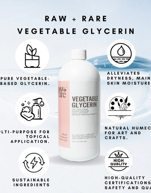 Load image into Gallery viewer, Vegetable Glycerin/Glycerine Quart (32 fl. oz.), Natural Pure USP Food Grade/Cosmetic Grade, For Skin, Hair, Crafts, Soap Base Oil - Kosher, Halal and Pharmaceutical 32 Fl Oz (Pack of 1)
