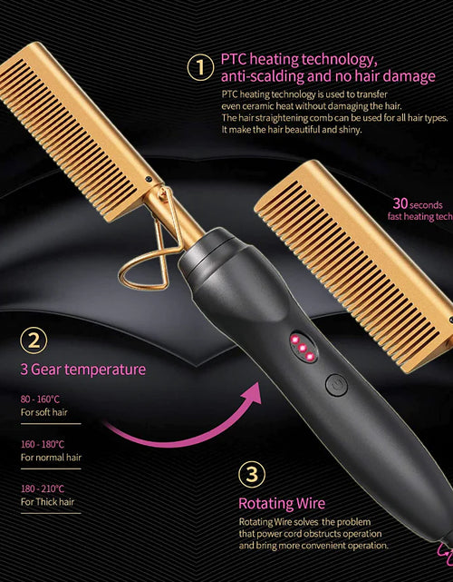 Load image into Gallery viewer, Hair Straightener Comb Pro Electric Beard Straightening Comb Heat Hot Comb Press
