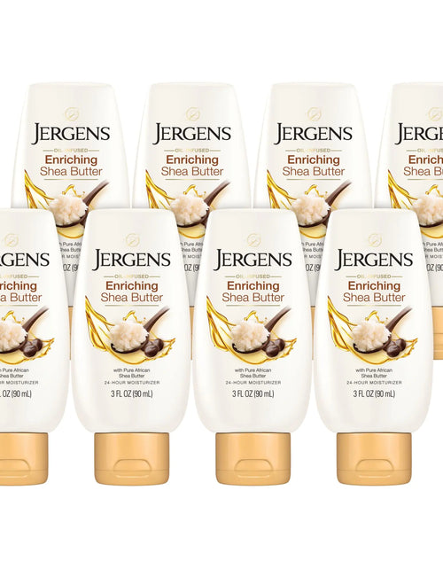 Load image into Gallery viewer, Jergens, Hand and Body Lotion, Shea Butter Deep Conditioning Moisturizer, 3X More Radiant Skin, with Pure Shea Butter, Dermatologist Tested, 3 Oz, Pack of 8 3 Ounce (Pack of 8)
