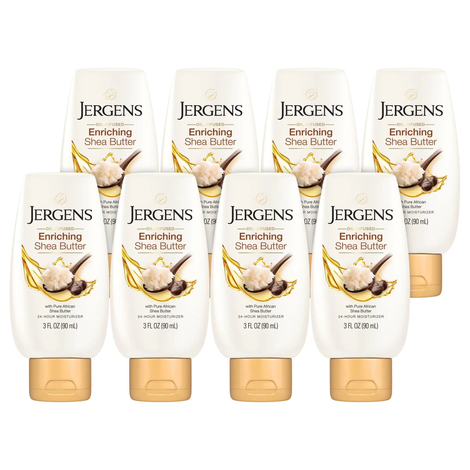 Jergens, Hand and Body Lotion, Shea Butter Deep Conditioning Moisturizer, 3X More Radiant Skin, with Pure Shea Butter, Dermatologist Tested, 3 Oz, Pack of 8 3 Ounce (Pack of 8)