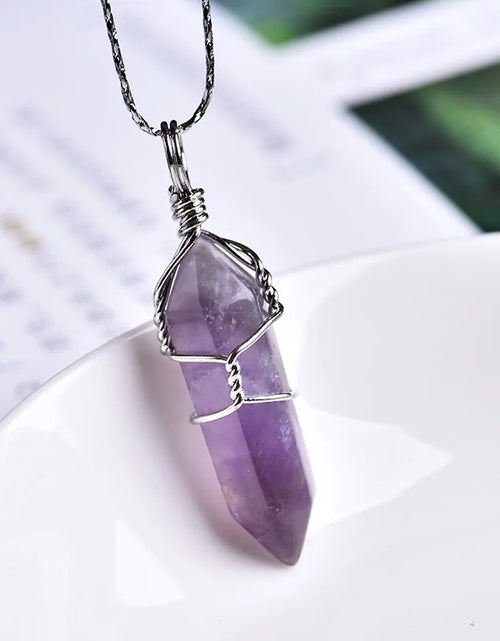 Load image into Gallery viewer, Natural Amethyst Crystal Point Pendant: DIY Jewelry Gift
