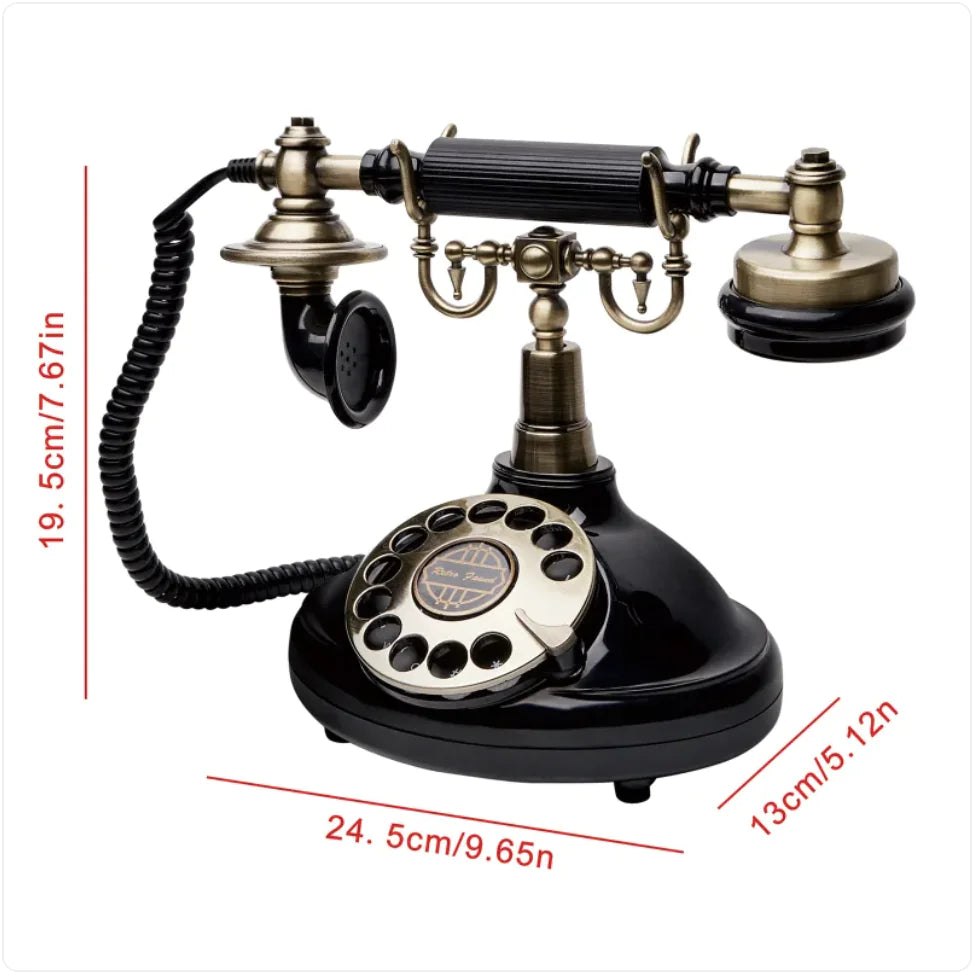 Retro Antique Telephone with Message Recording and Rotating Design