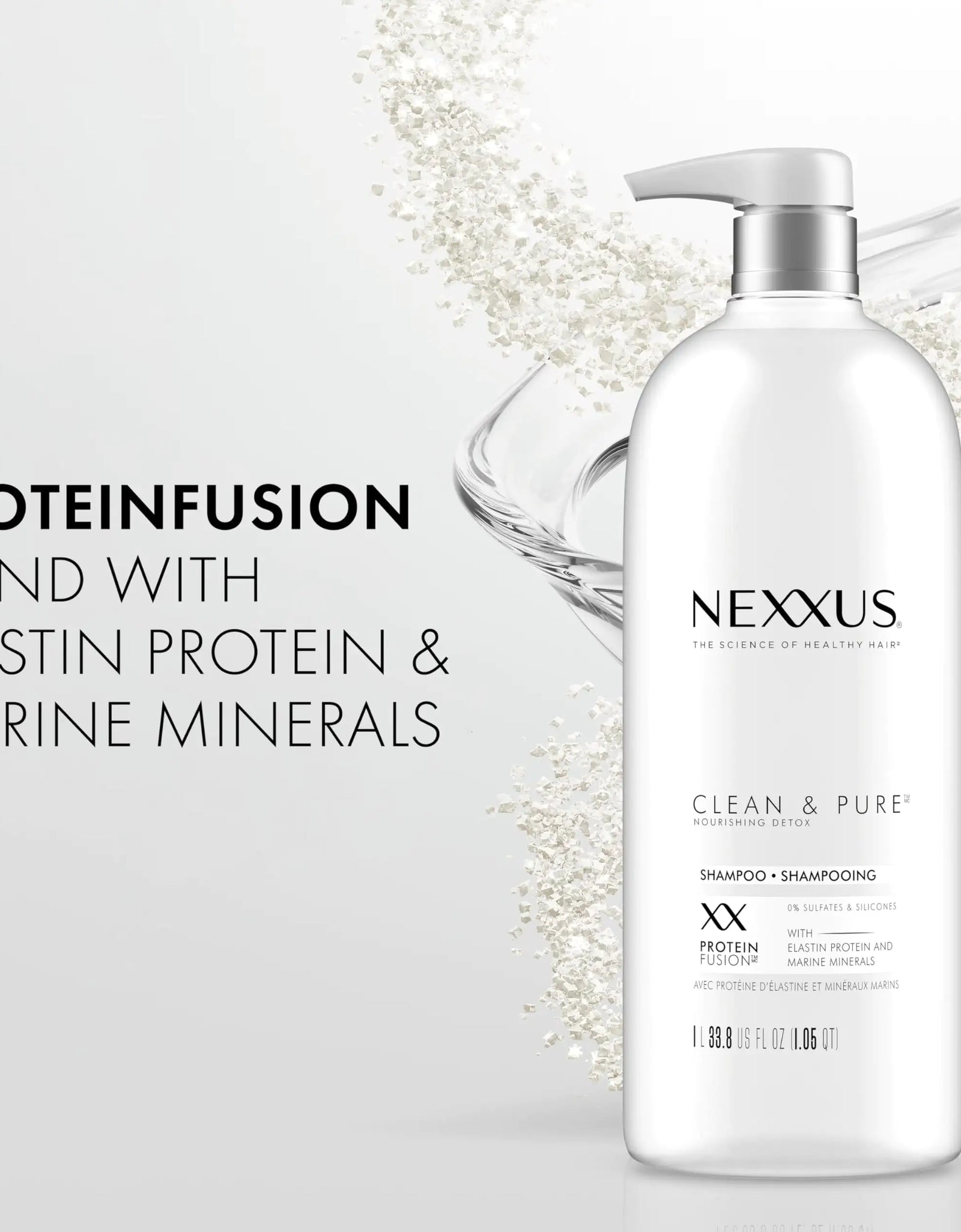 Nexxus Clean and Pure Clarifying Shampoo, With ProteinFusion, Nourished Hair Care Silicone, Dye And Paraben Free 33.8 oz