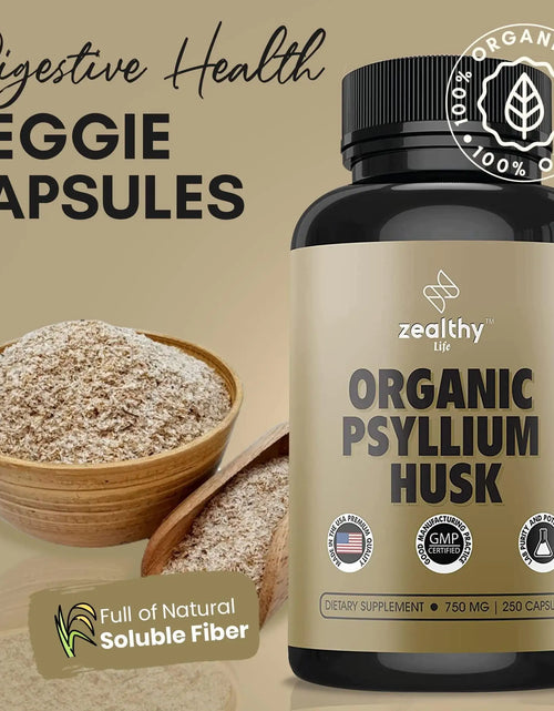 Load image into Gallery viewer, Psyllium Husk Capsules All Natural Fiber Supplement 750 mg 250 Capsules Vegan
