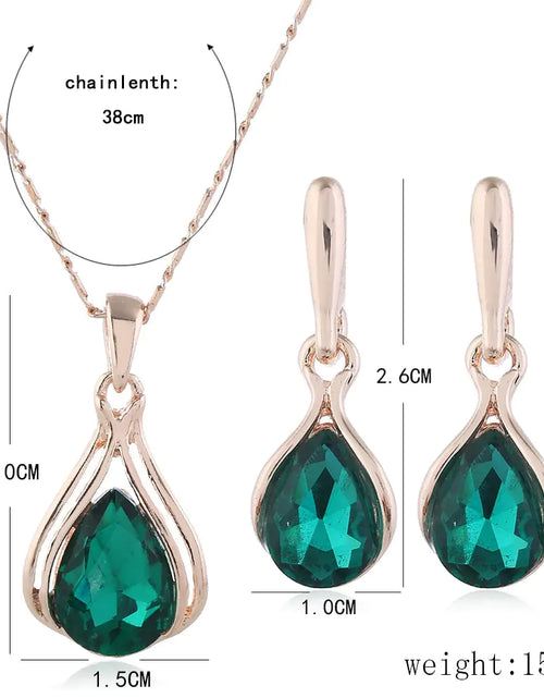 Load image into Gallery viewer, Crystal Rose Gold Water Drop Jewelry Set
