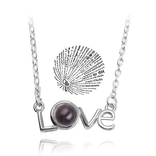 Load image into Gallery viewer, Projection Necklace 100 Languages I Love You Pendant Jewelry
