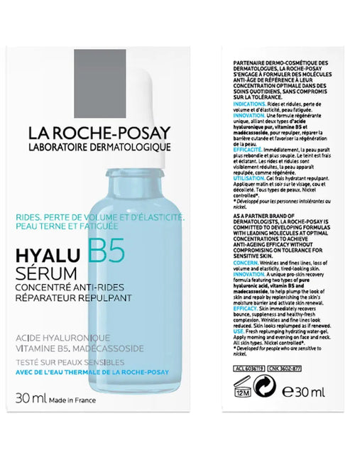 Load image into Gallery viewer, La Roche-Posay Hyalu B5 Pure Hyaluronic Acid Serum for Face, with Vitamin B5, Anti-Aging Serum for Fine Lines and Wrinkles, Hydrating Serum to Plump and Repair Dry Skin, Safe on Sensitive Skin 1 Fl Oz (Pack of 1)
