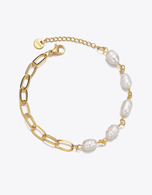 Load image into Gallery viewer, Half Pearl Half Chain Stainless Steel Bracelet
