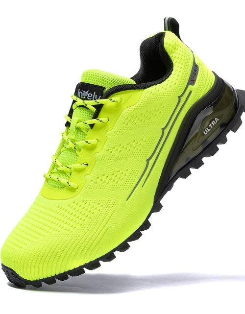 Load image into Gallery viewer, Kricely Men&#39;s Trail Running Shoes Fashion Walking Hiking Sneakers for Men Tennis Cross Training Shoe Outdoor Snearker Mens Casual Workout Footwear 7.5 Fluorescent Green
