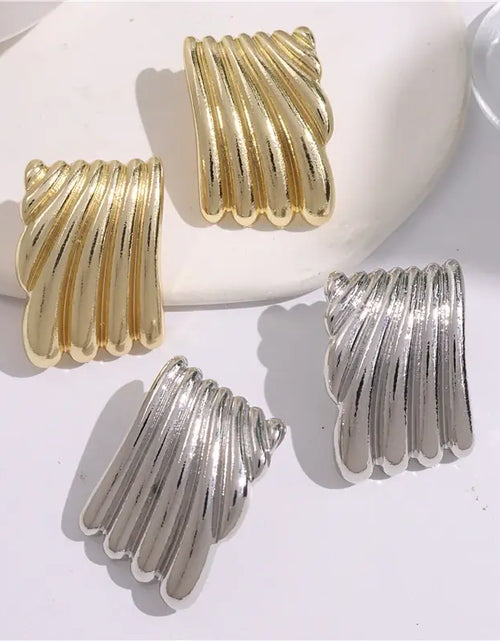 Load image into Gallery viewer, Metal Square Striped Wave Jewelry
