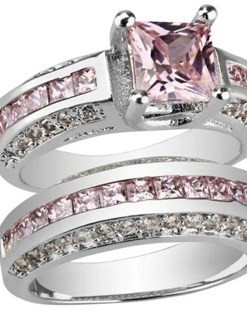 Load image into Gallery viewer, Jubilee Set of 2 Stacking Rings In Pure Crystal Love On Platinum Plating
