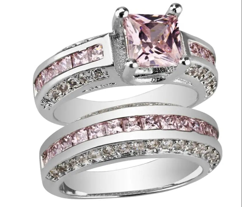 Jubilee Set of 2 Stacking Rings In Pure Crystal Love On Platinum Plating