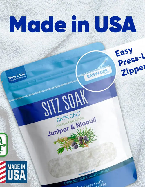 Load image into Gallery viewer, Sitz Bath Soak 2-Lbs Sitz Salt Epsom Salt Hemorrhoid Soothing with Pure Essential Oils in BPA Free Pouch with Press-Lock Seal Made in USA 2 Pound (Pack of 1)
