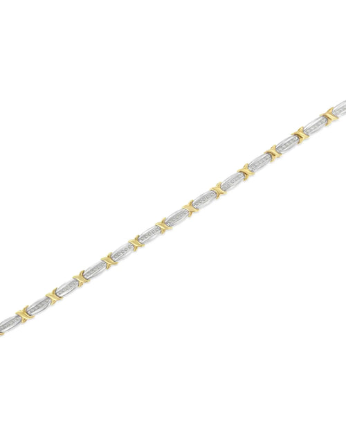 Load image into Gallery viewer, Two-Tone 10K Yellow Gold over .925 Sterling Silver 1.0 Cttw Diamond Channel Set Tapered &amp; X-Link 7&quot; Tennis Bracelet (H-I Color, I2-I3 Clarity)
