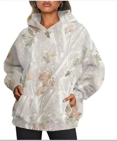 Load image into Gallery viewer, Women&#39;s Oversized Camouflage Hoodie with Maple Leaf Print
